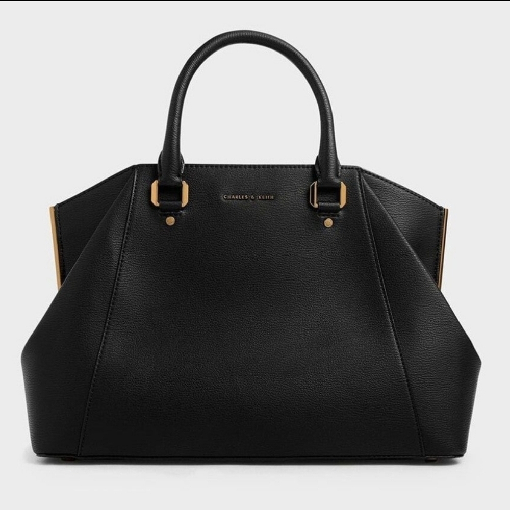 Large Geometric Black Handbag by Charles & Keith - Vegan